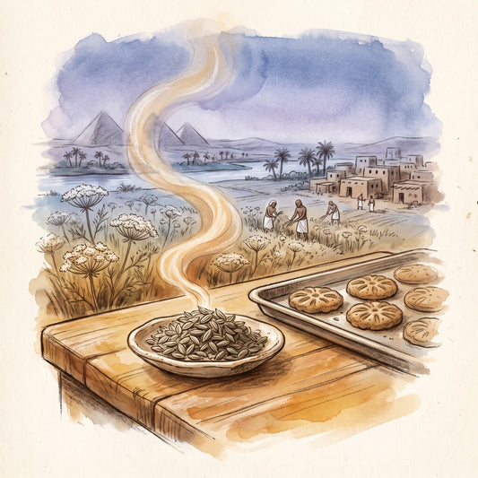 Illustration: Anise Seed, Whole with the Nile valley in ancient Egypt