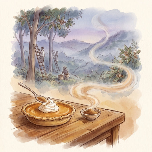 Illustration: Allspice, Ground with Jamaica's green hill country