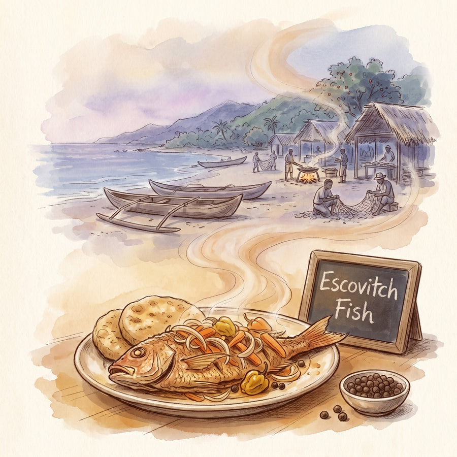 Illustration: Escovitch Fish, made with Allspice