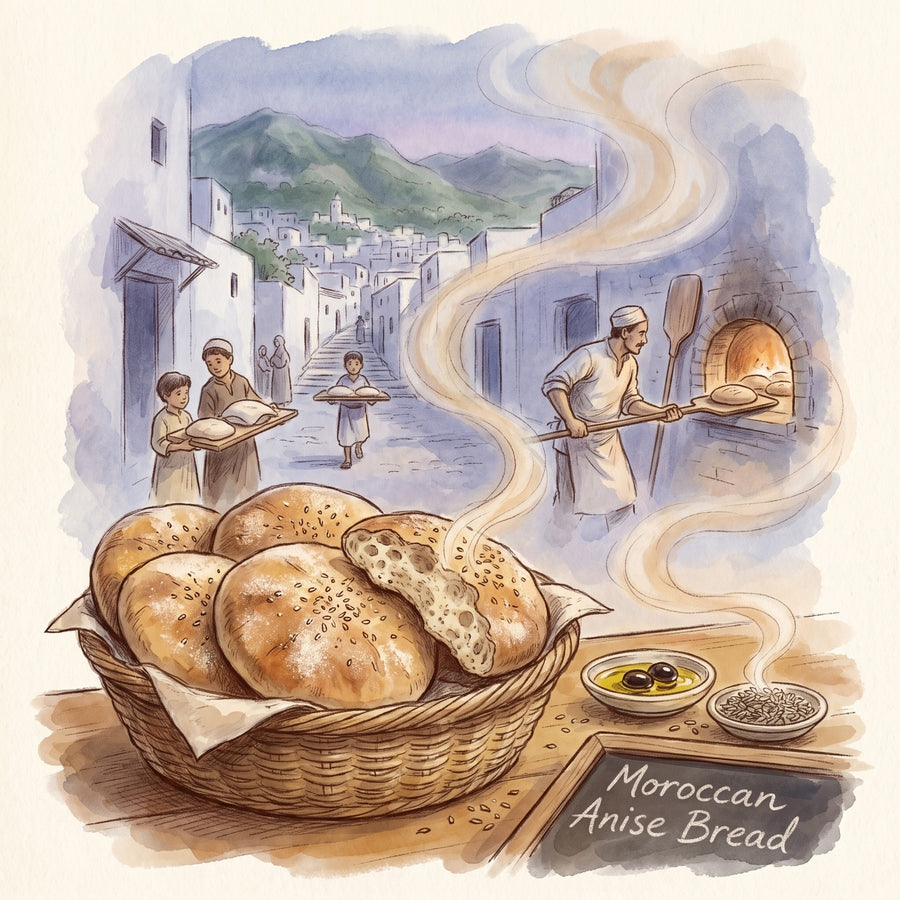 Illustration: Moroccan Anise Bread, made with Anise Seed