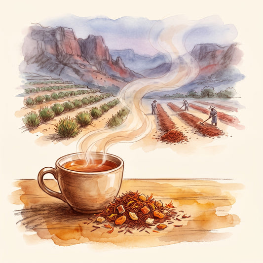 Illustration: Apricot Peach, Rooibos, Organic with the Clanwilliam valley in South Africa's Cederberg