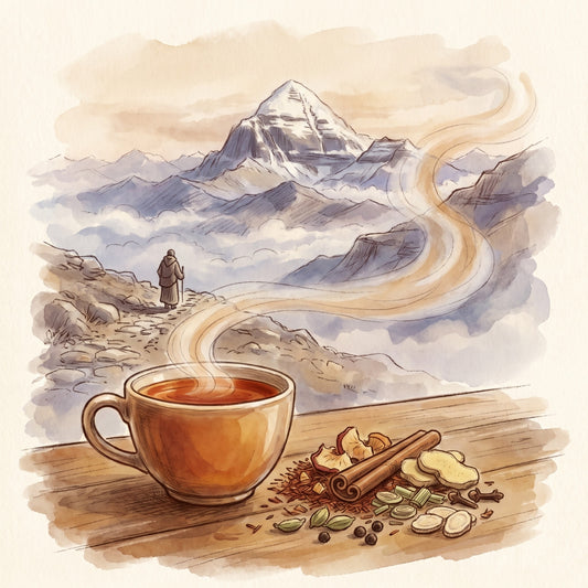 Illustration: Ayurvedic Men's Shiva with Mount Kailash in the high Himalaya at dawn