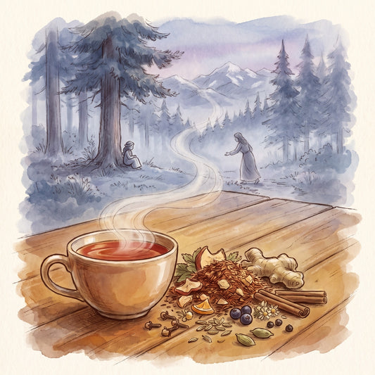 Illustration: Ayurvedic Women's Uma with a quiet mountain forest of Hindu legend