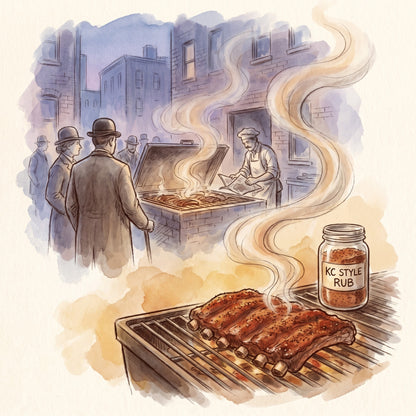 Illustration: BBQ Seasoning with Kansas City's 18th and Vine district in 1908