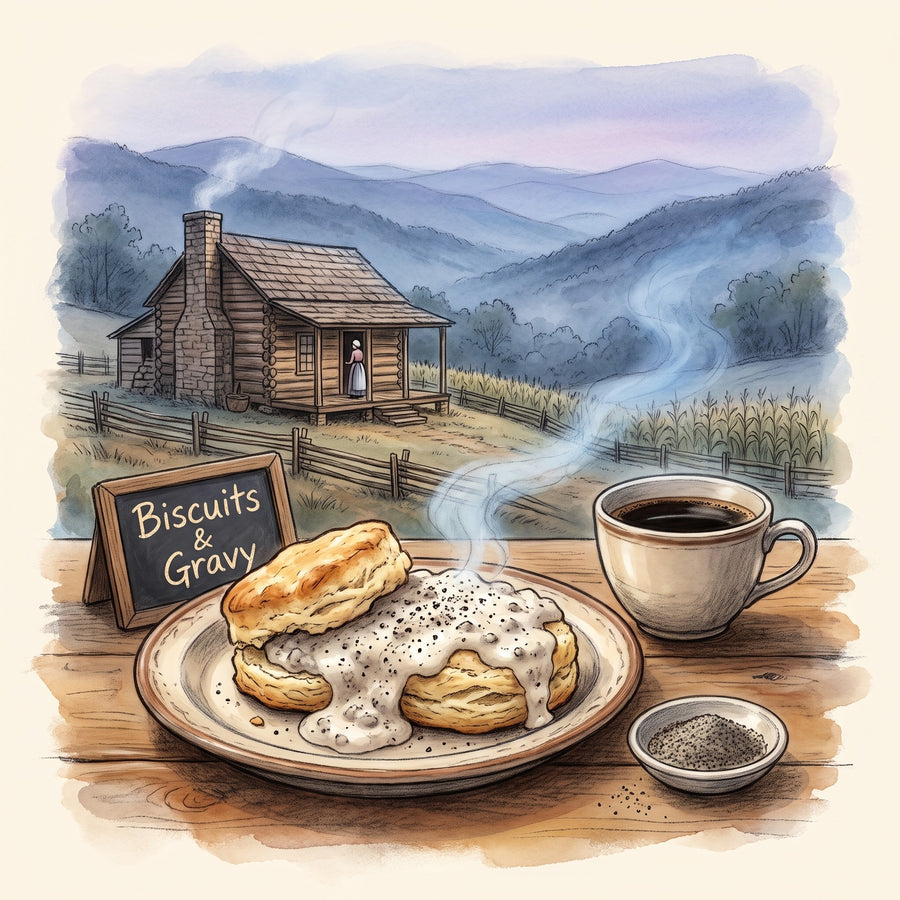 Illustration: Biscuits & Gravy, made with Pepper, Black