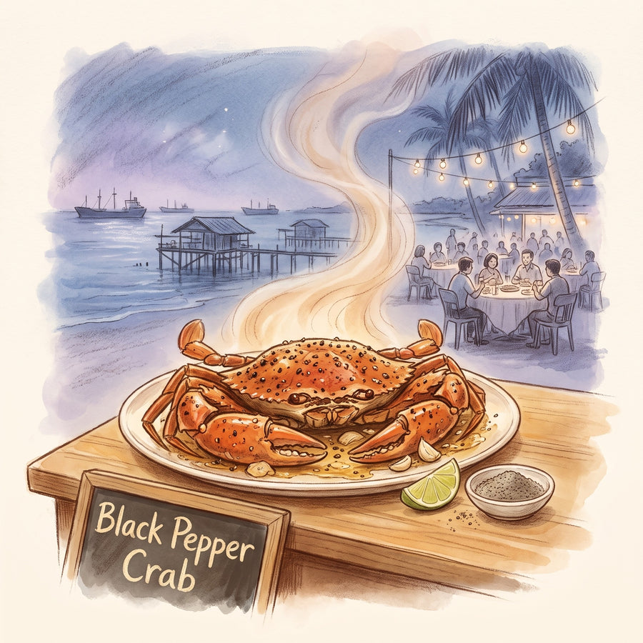 Illustration: Black Pepper Crab, made with Pepper, Black