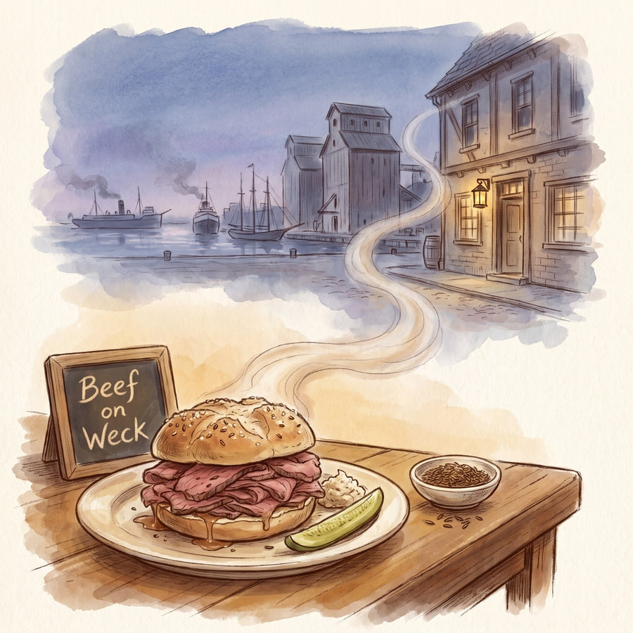 Illustration: Beef on Weck, made with Caraway Seed