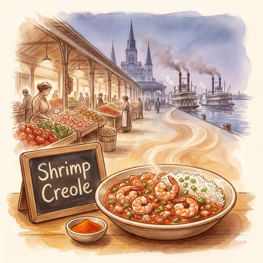 Illustration: Shrimp Creole, made with Cayenne Pepper, Mild