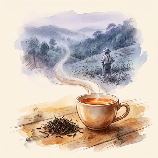 Illustration: Ceylon Estate with Loolecondera estate in Ceylon's hills in 1867