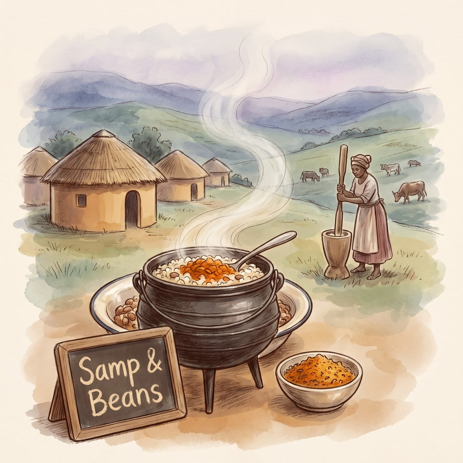 Illustration: Samp & Beans, made with Chakalaka