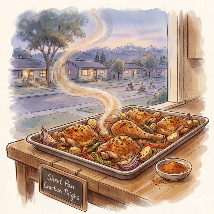 Illustration: Sheet Pan Chicken Thighs, made with Chicken Rub Blend