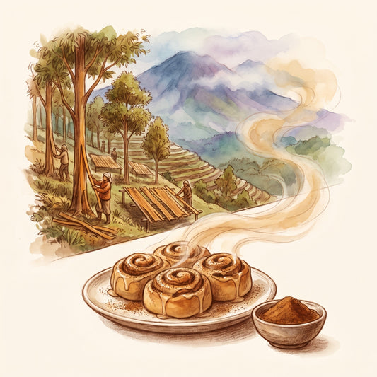 Illustration: Cinnamon, Ground, Indonesian Korintje with the highlands of Kerinci in Sumatra