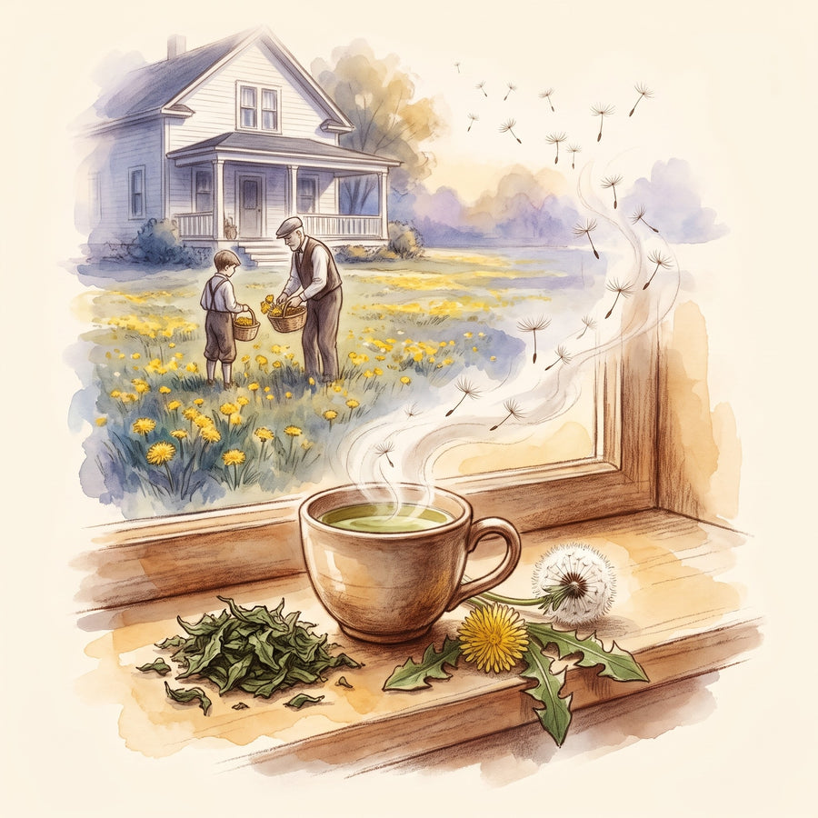 Illustration: Dandelion Leaf, Organic with a small Illinois town in the summer of 1928