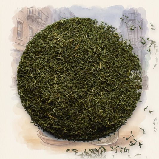 Dill Weed spice, shown over a chalk-and-watercolour illustration