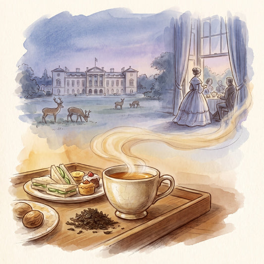 Illustration: Five O’ Clock with Woburn Abbey in Bedfordshire around 1840