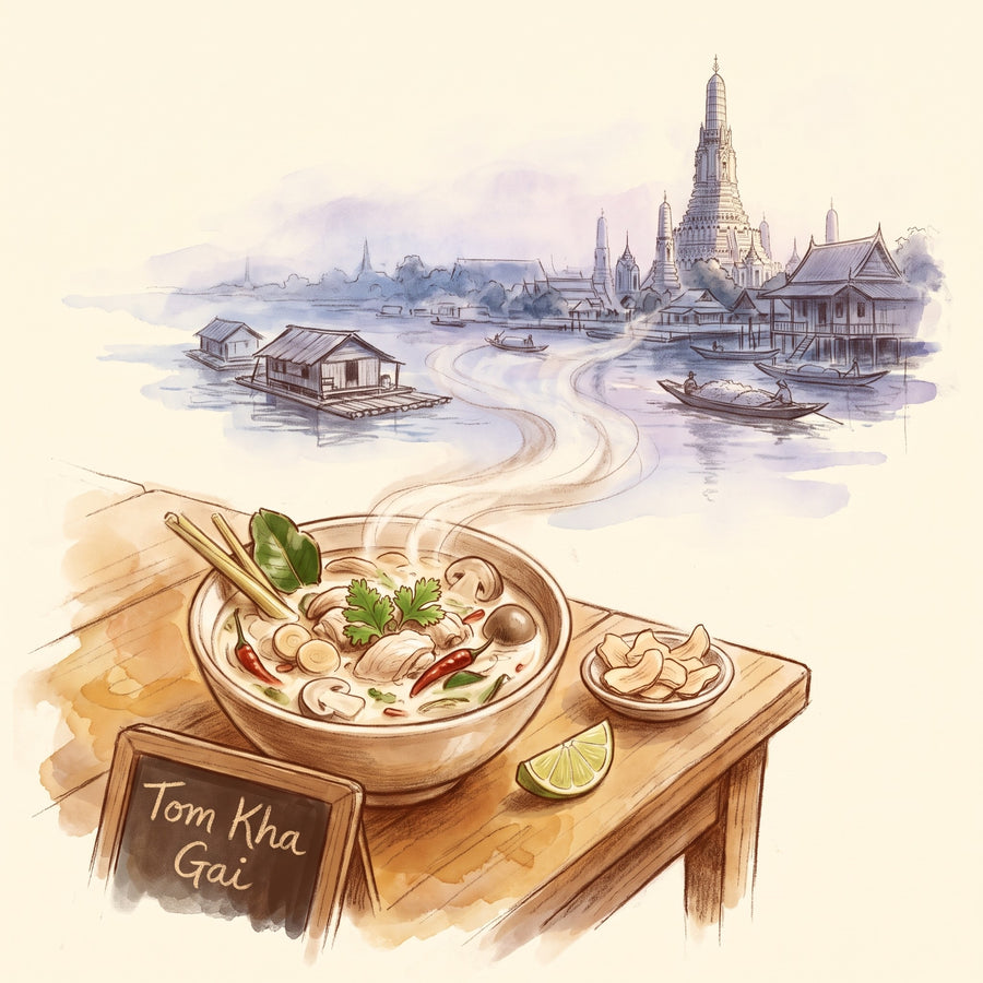 Illustration: Tom Kha Gai, made with Galangal Root, Greater