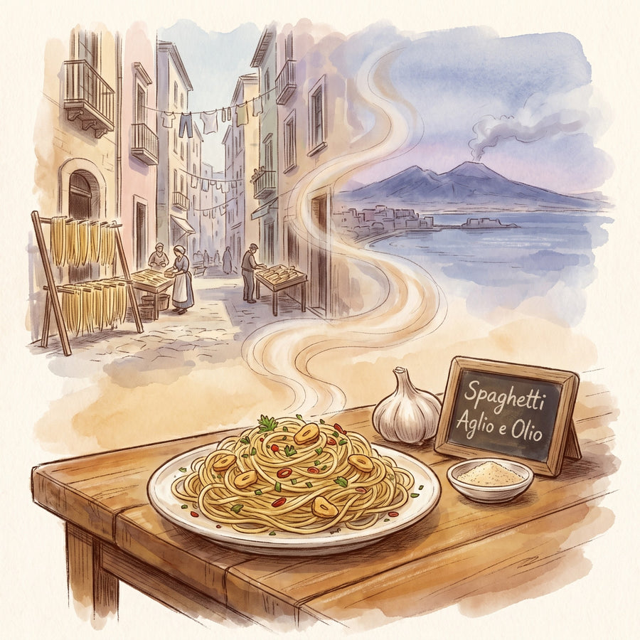 Illustration: Spaghetti Aglio e Olio, made with Garlic