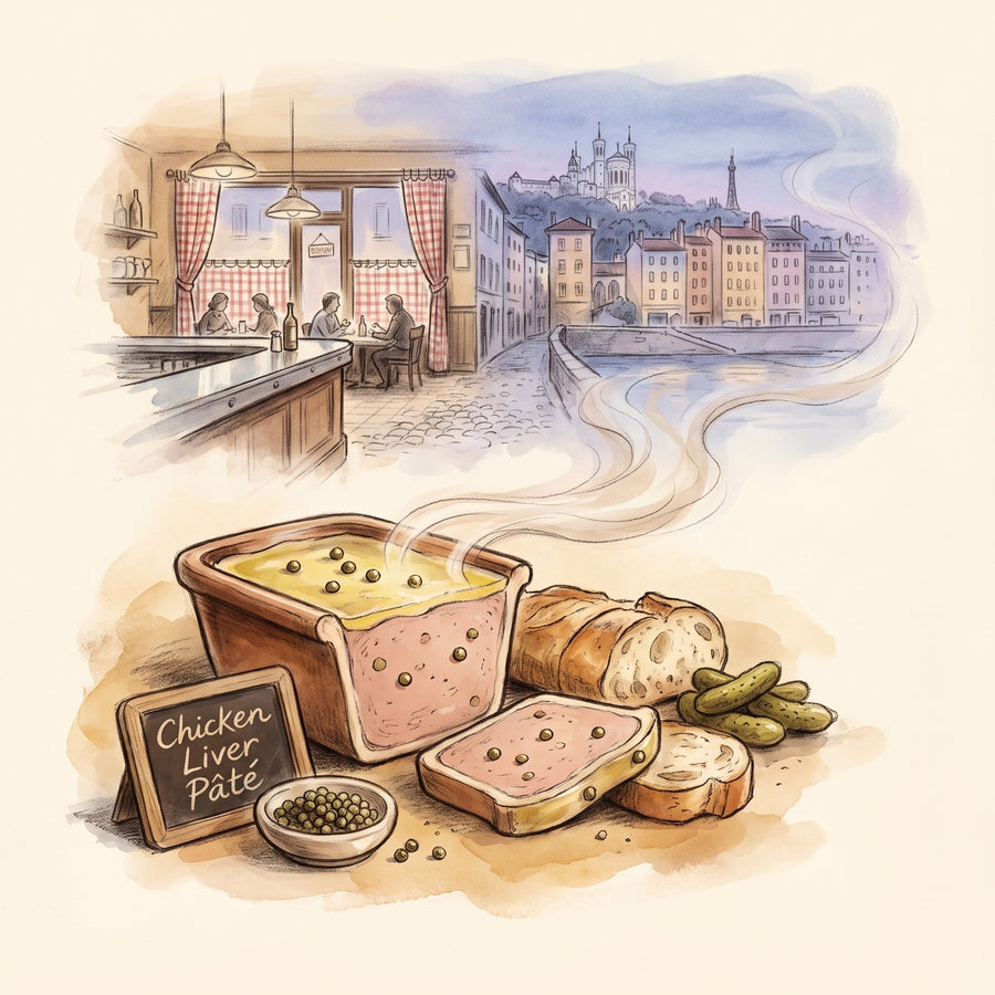 Illustration: Chicken Liver Pâté, made with Peppercorns, Green