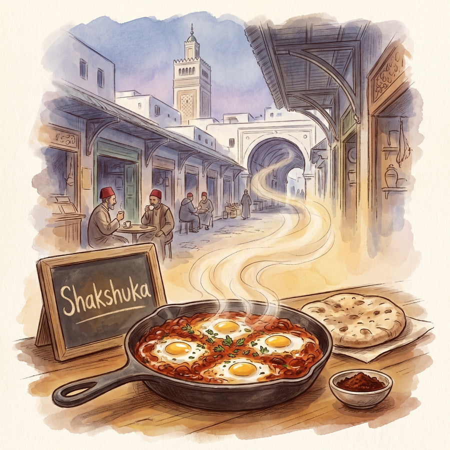 Illustration: Shakshuka, made with Harissa