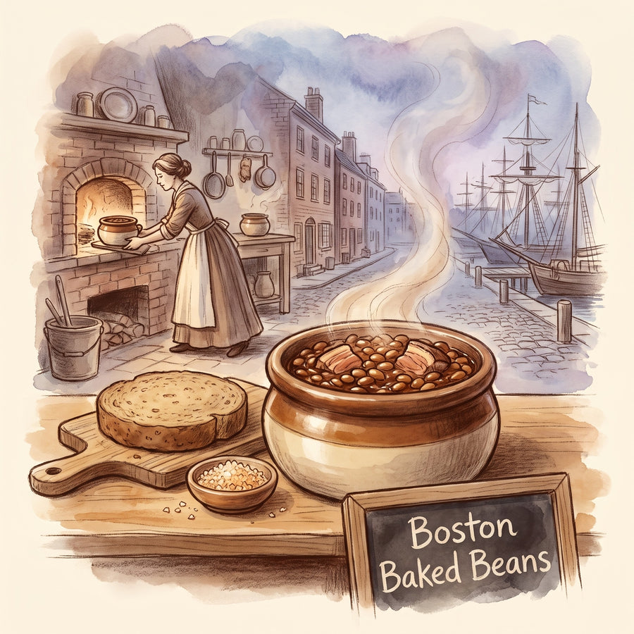 Illustration: Boston Baked Beans, made with Hickory Smoked Sea Salt