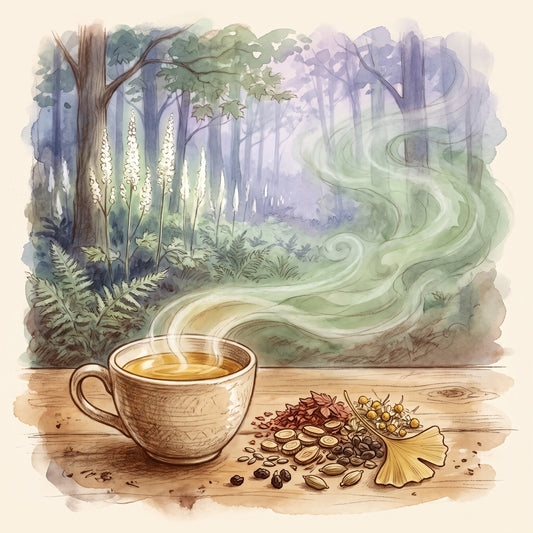 Illustration: Hot Flash Mama, Organic with a hardwood forest in southern Ontario in early summer