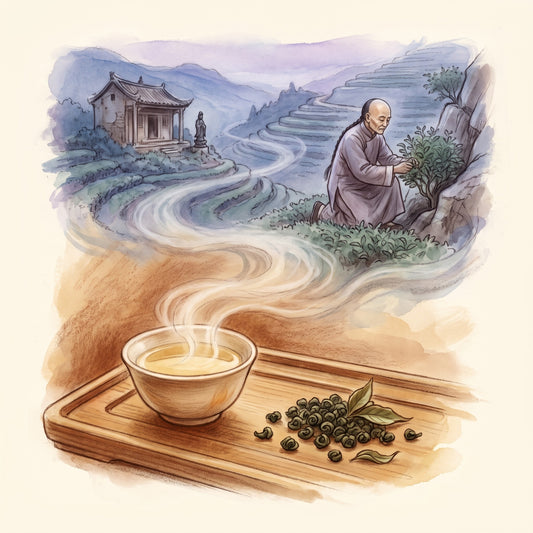 Illustration: Iron Goddess Of Mercy Oolong, Organic with the hills of Anxi County in southern Fujian during the Qing dynasty