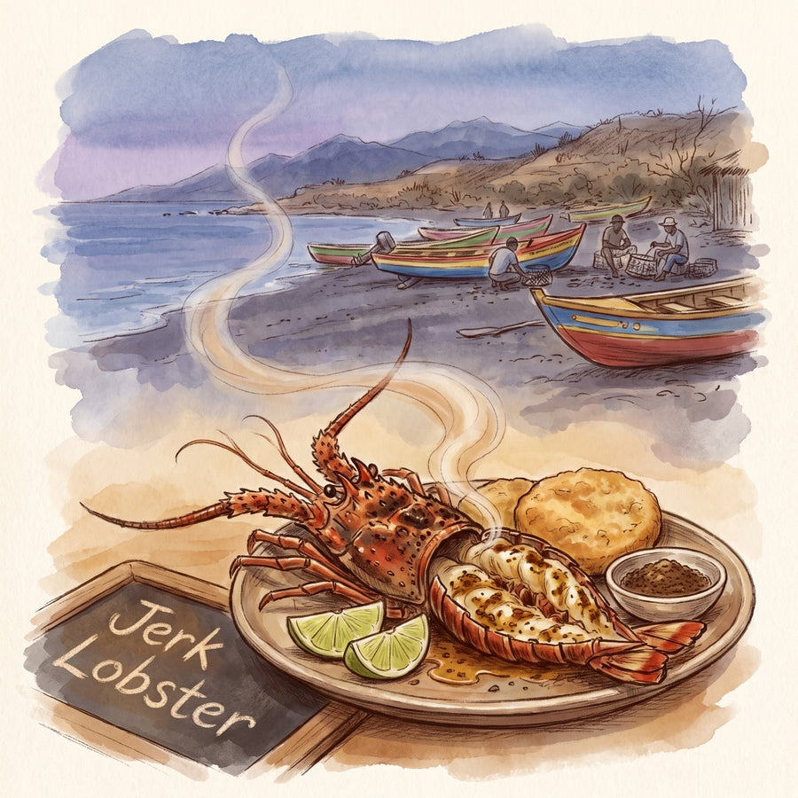 Illustration: Jerk Lobster, made with Jamaican Jerk