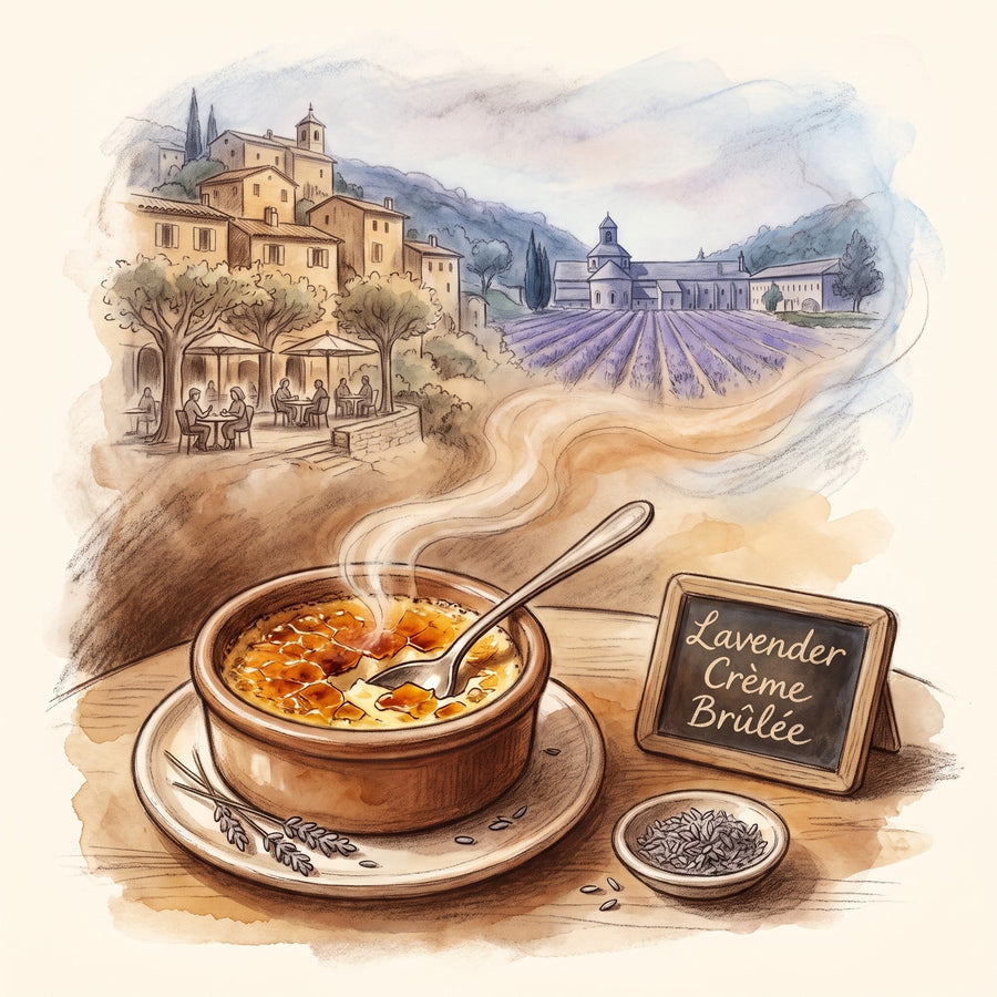Illustration: Lavender Crème Brûlée, made with Lavender Flower - Organic