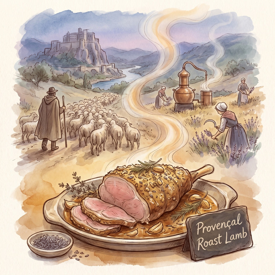 Illustration: Provençal Roast Lamb, made with Lavender Flower - Organic