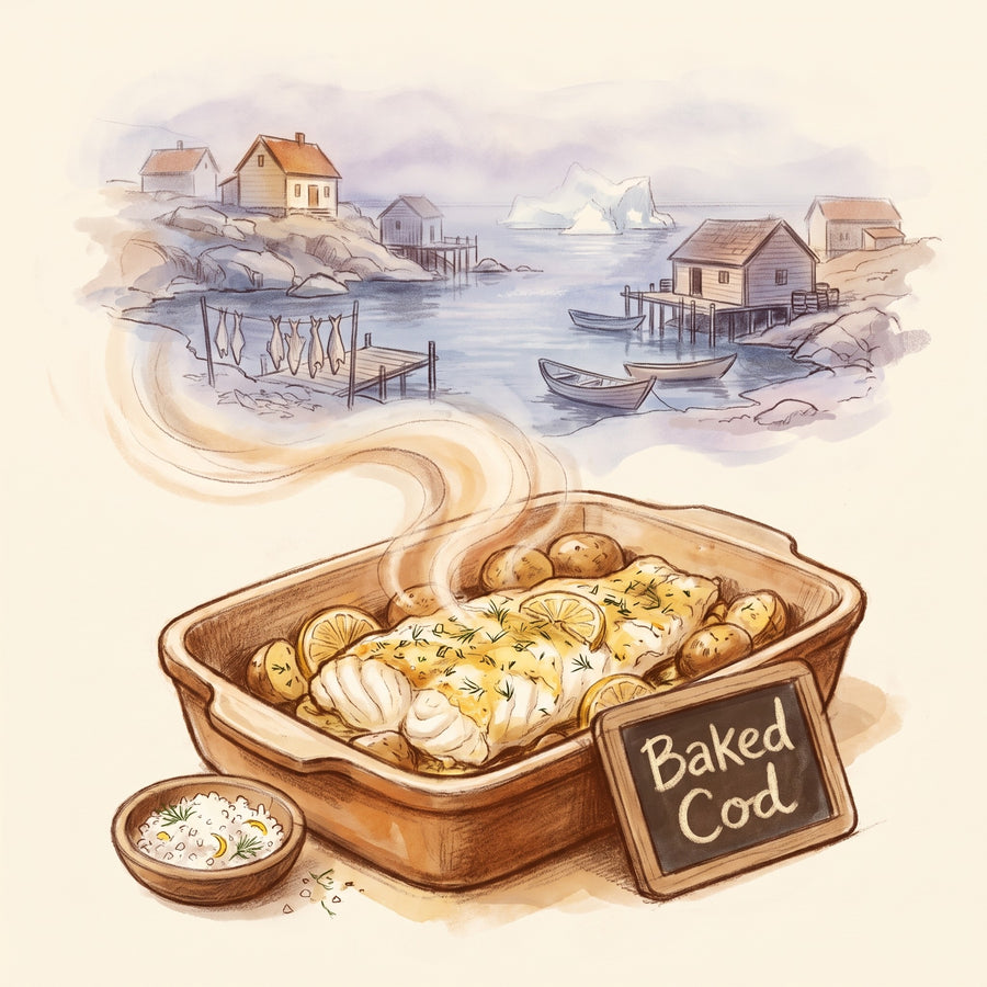 Illustration: Baked Cod, made with Lemon Dill Sea Salt