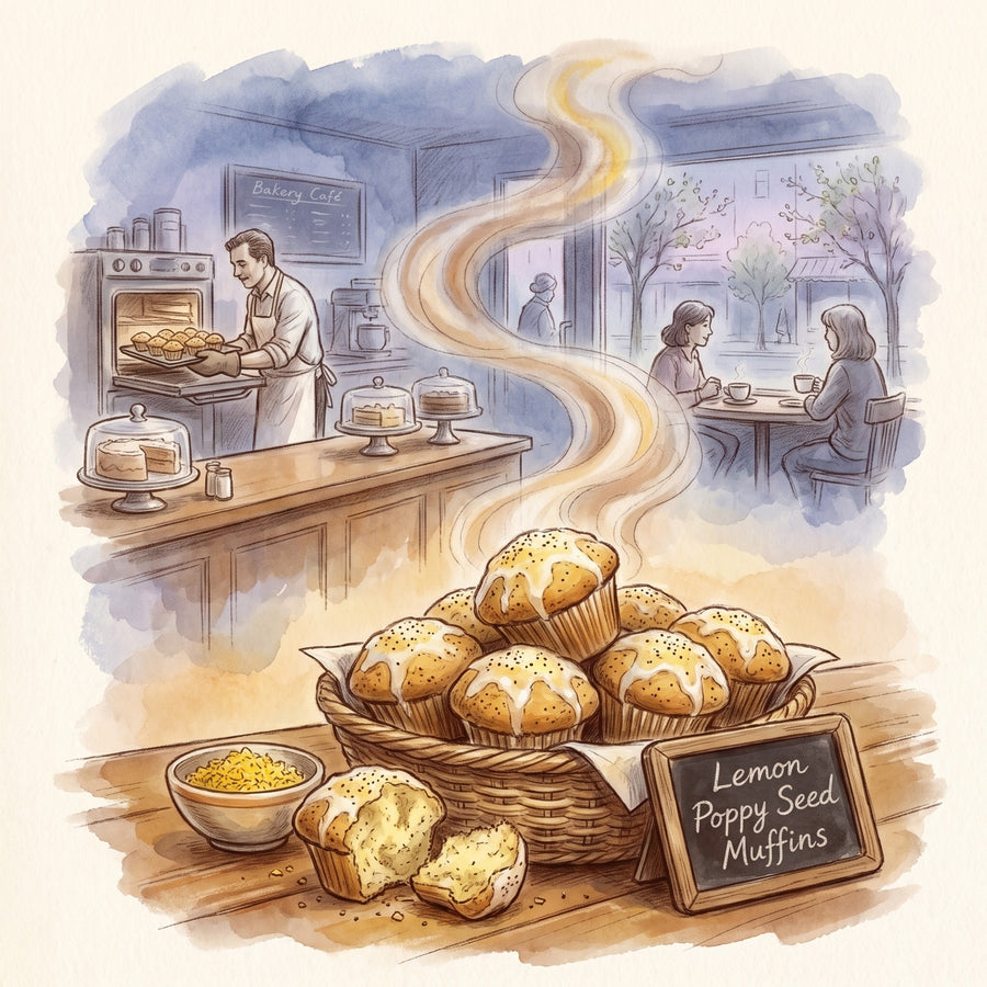 Illustration: Lemon Poppy Seed Muffins, made with Lemon Peel, Granule