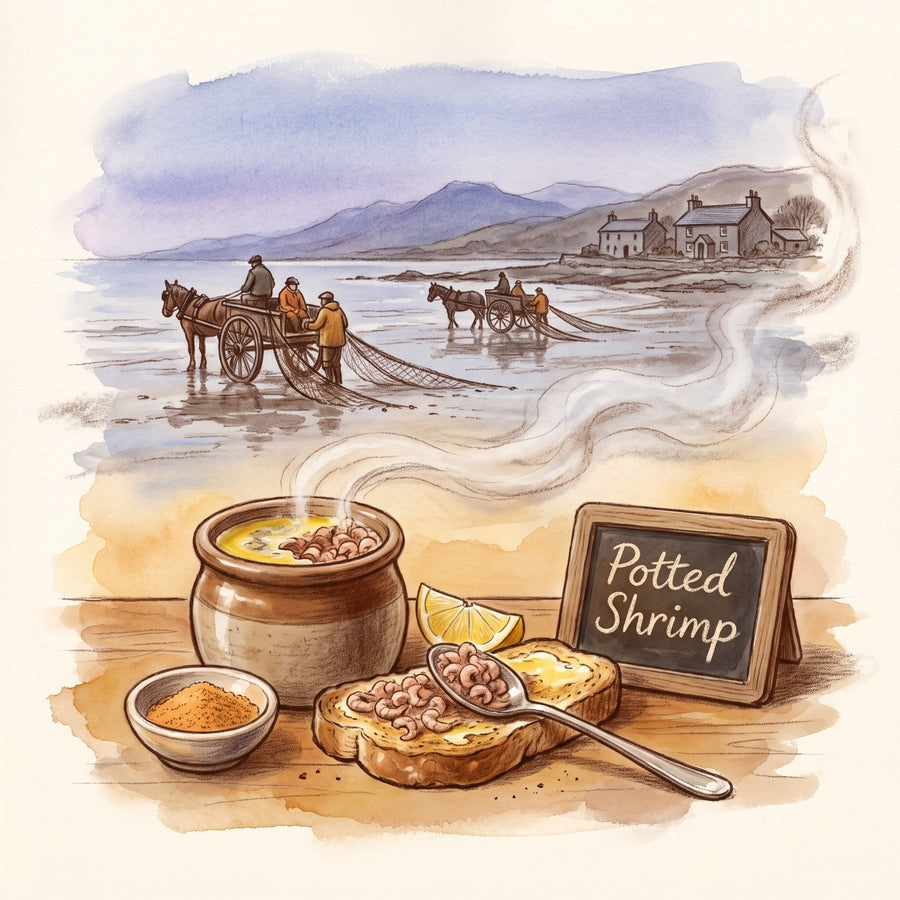 Illustration: Potted Shrimp, made with Mace, Ground