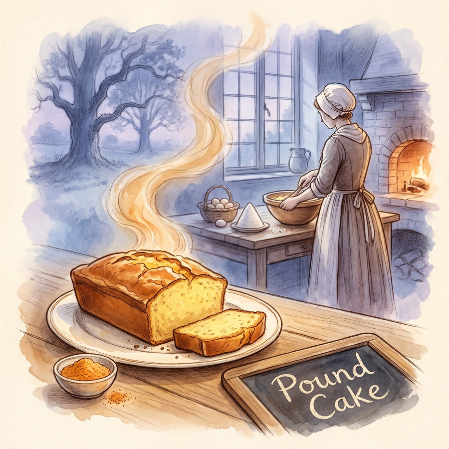 Illustration: Pound Cake, made with Mace, Ground