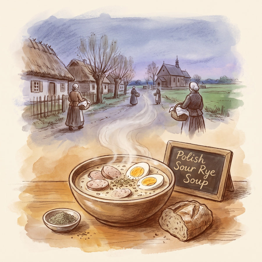 Illustration: Polish Sour Rye Soup, made with Marjoram Leaf