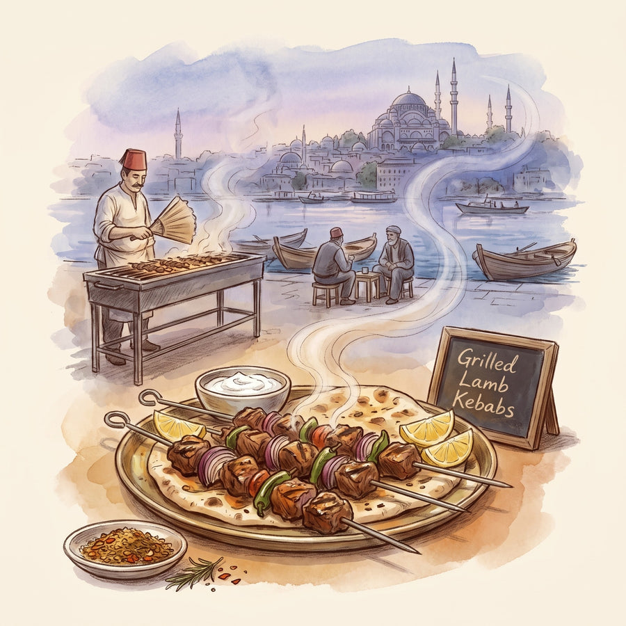 Illustration: Grilled Lamb Kebabs, made with Mediterranean Spice Blend