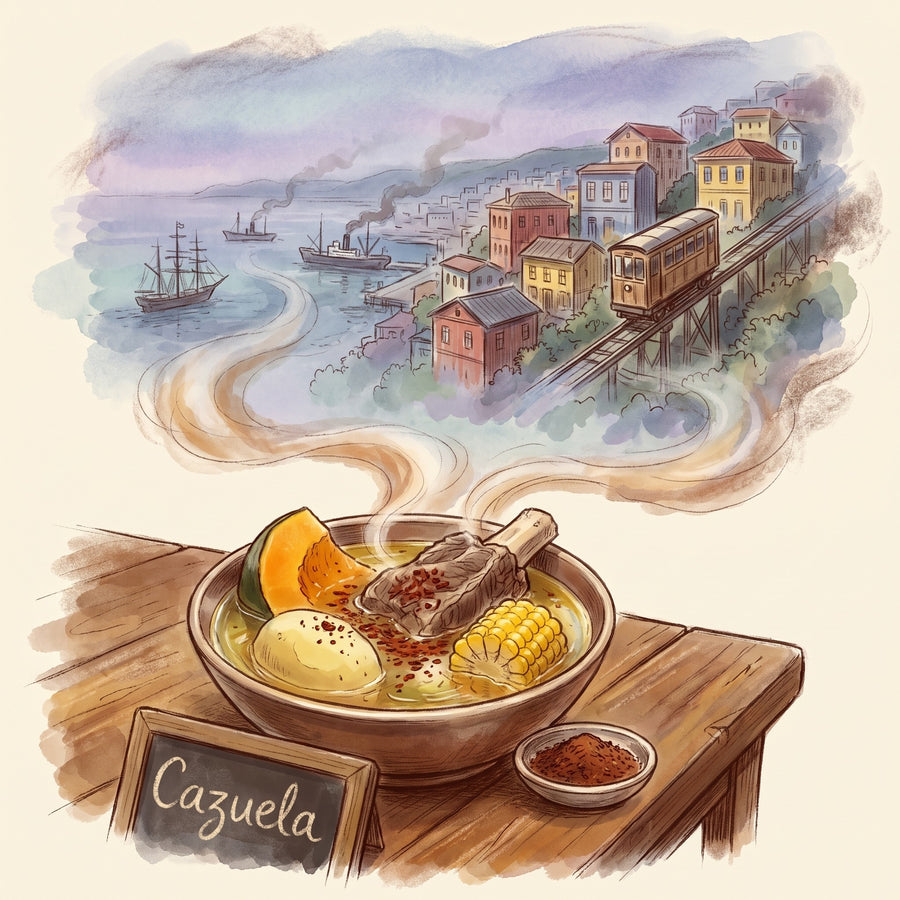 Illustration: Cazuela, made with Merkén Chile Blend