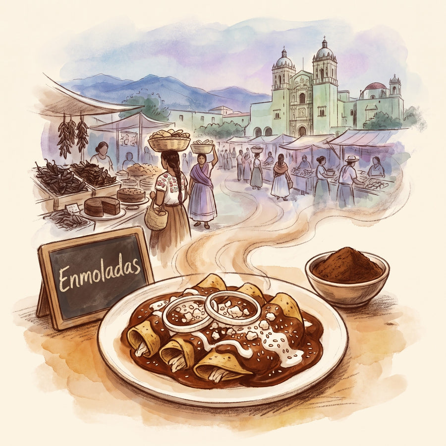 Illustration: Enmoladas, made with Mexican Mole Blend
