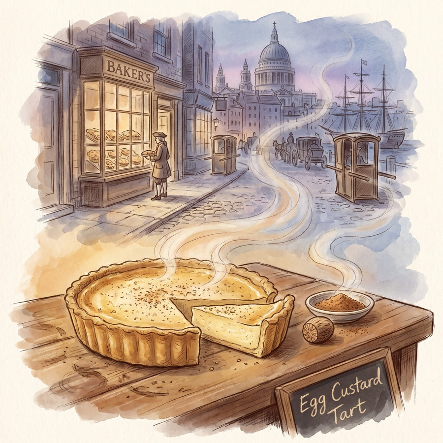 Illustration: Egg Custard Tart, made with Nutmeg