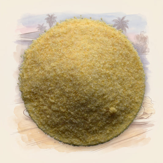 Onion Sea Salt spice, shown over a chalk-and-watercolour illustration