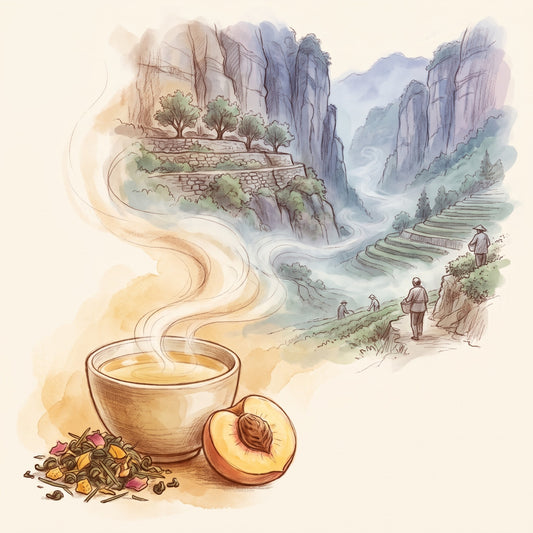 Illustration: Oolong Peach with the Wuyi Mountains of Fujian at Jiulongyu