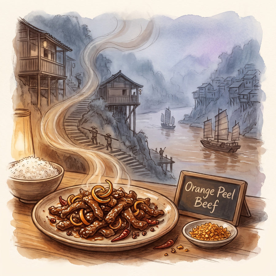 Illustration: Orange Peel Beef, made with Orange Peel