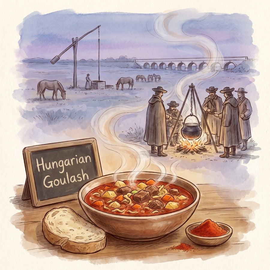 Illustration: Hungarian Goulash, made with Paprika, Hungarian