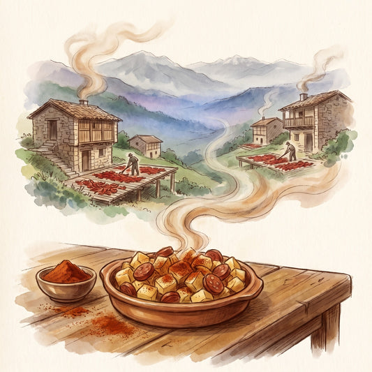 Illustration: Paprika, Smoked with La Vera in Extremadura at the autumn smoking season