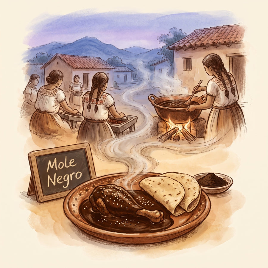 Illustration: Mole Negro, made with Pasilla Chile Powder