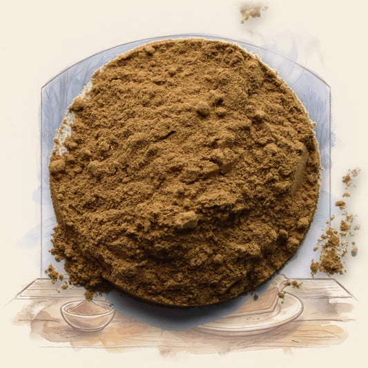 Pumpkin Spice Blend spice, shown over a chalk-and-watercolour illustration