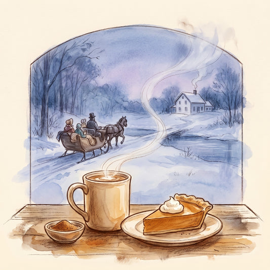 Illustration: Pumpkin Spice Blend with New England at Thanksgiving in the 1840s