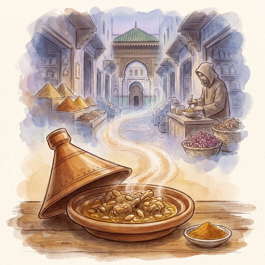 Illustration: Ras El Hanout with the Souk al-Attarine in the medina of Fez