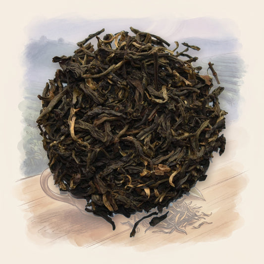 Good Morning, Vietnam! loose leaf tea, shown over a chalk-and-watercolour illustration