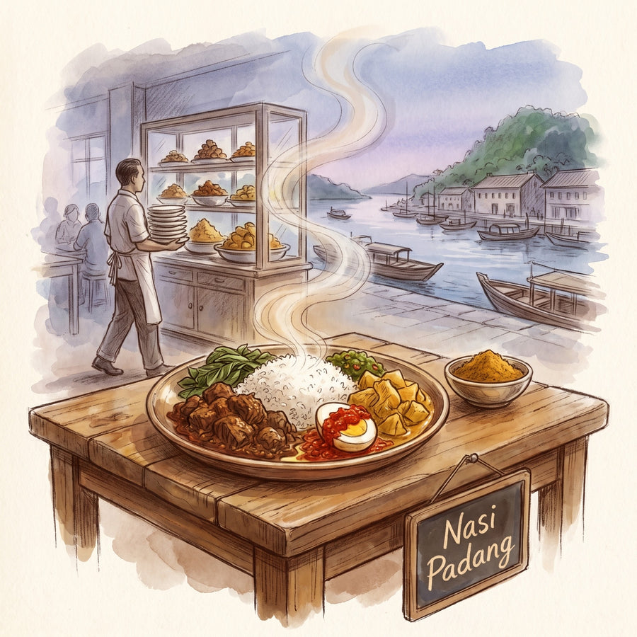 Illustration: Nasi Padang, made with Indonesian Rendang Curry Powder