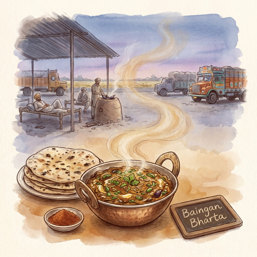 Illustration: Baingan Bharta, made with Rogan Josh Curry Powder
